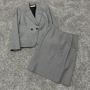 TAHARI 2 Piece Black White Skirt Blazer Suit Set, Size 6